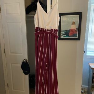 Red and white jumpsuit